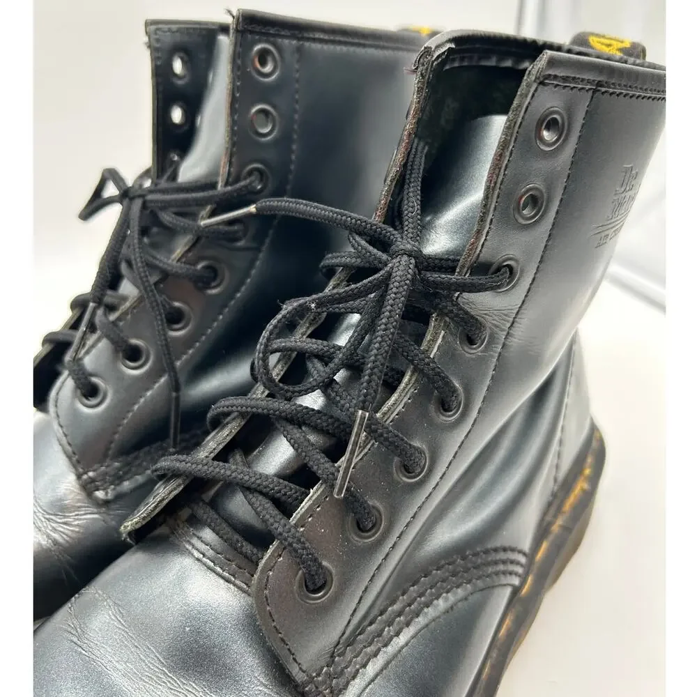 Vintage Dr. Martens 8-Eye Metallic Leather Ankle Boots Size 9 Made in England